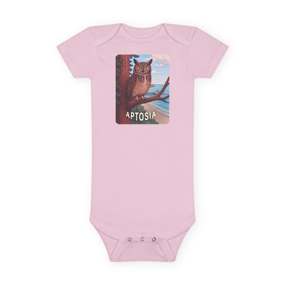 Aptos California Aptosia Owl - Baby Short Sleeve 100% Cotton Onesie