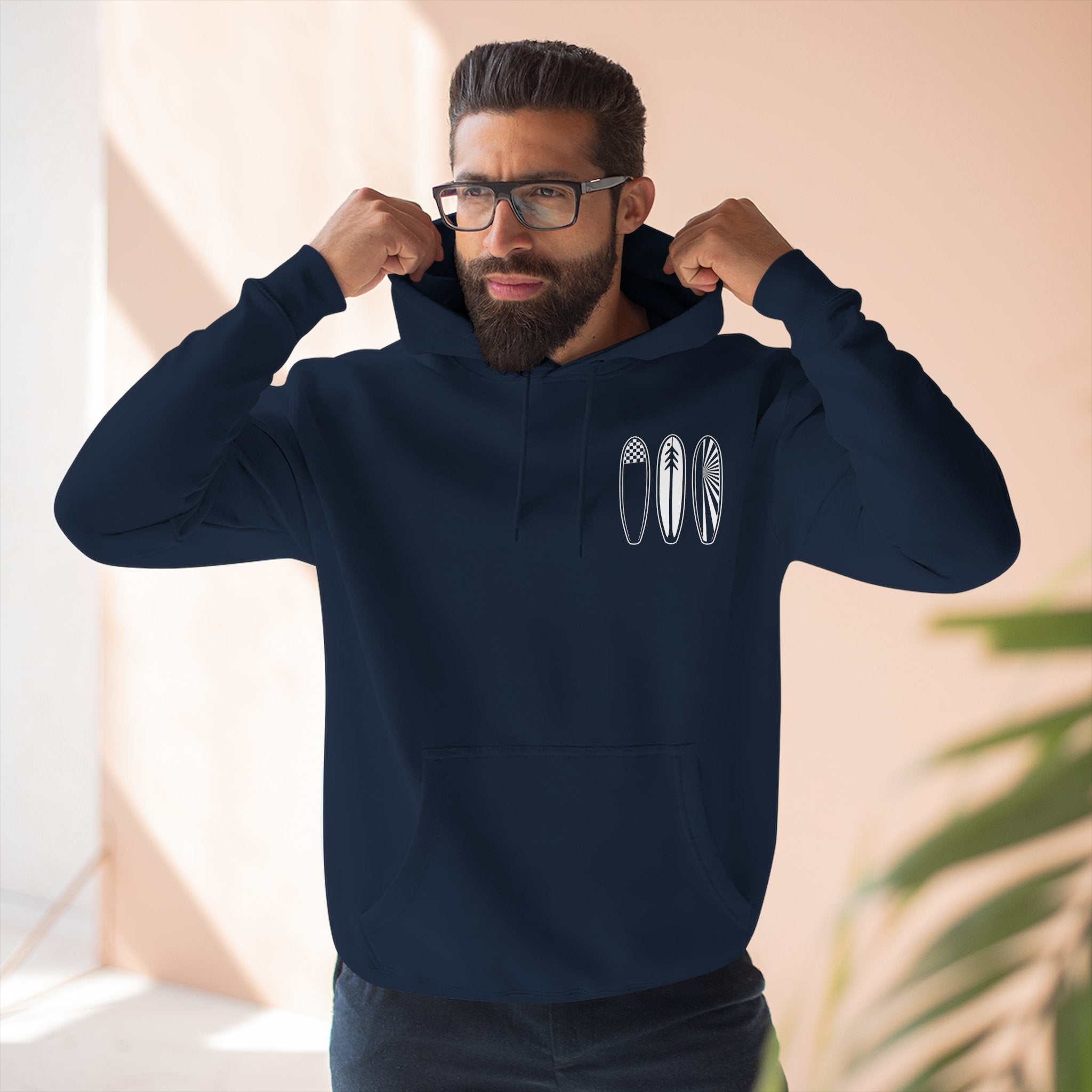 Ventana Three Board - Unisex Pull-Over Cotton Blend Fleece Hoodie