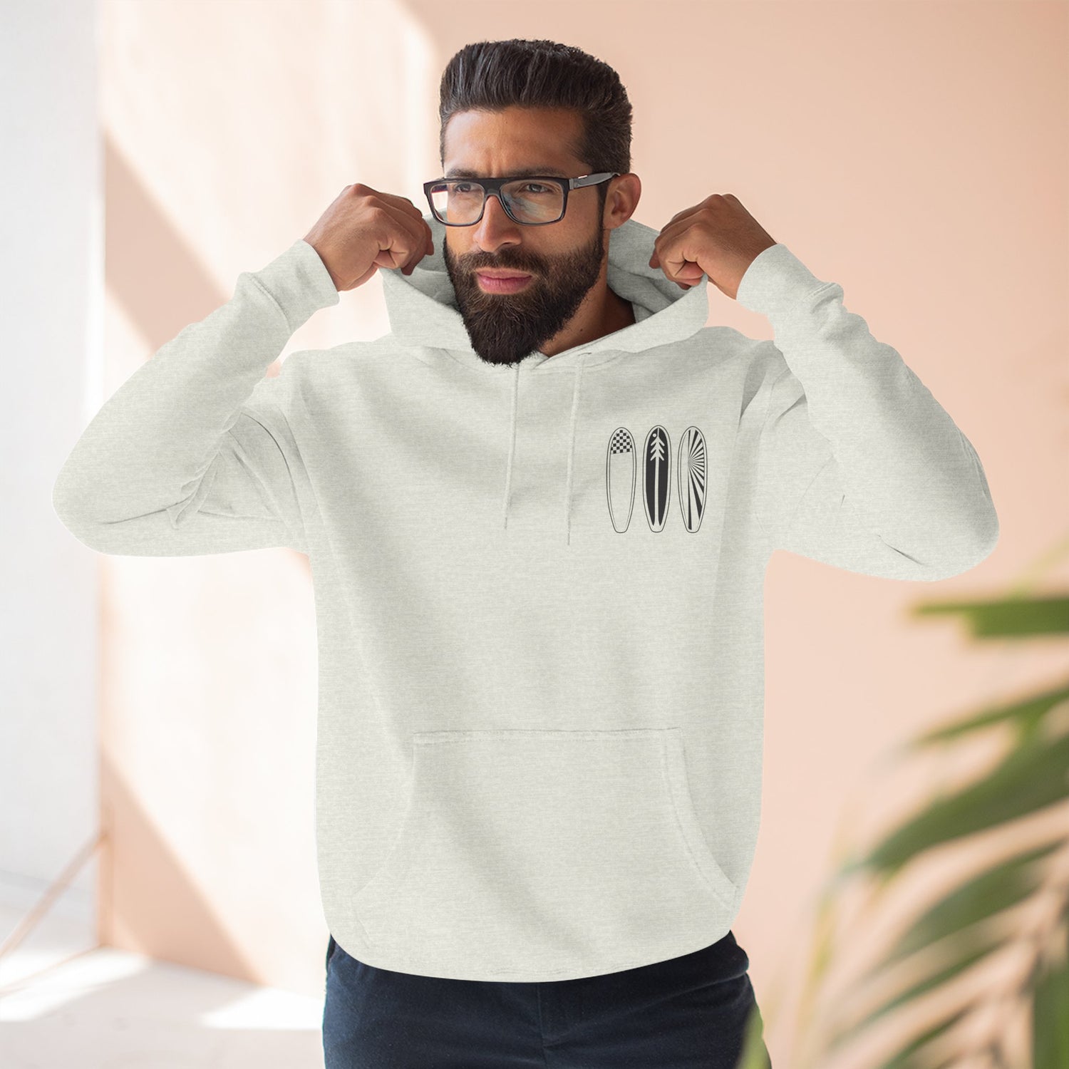 Ventana Three Board - Unisex Pull-Over Cotton Blend Fleece Hoodie