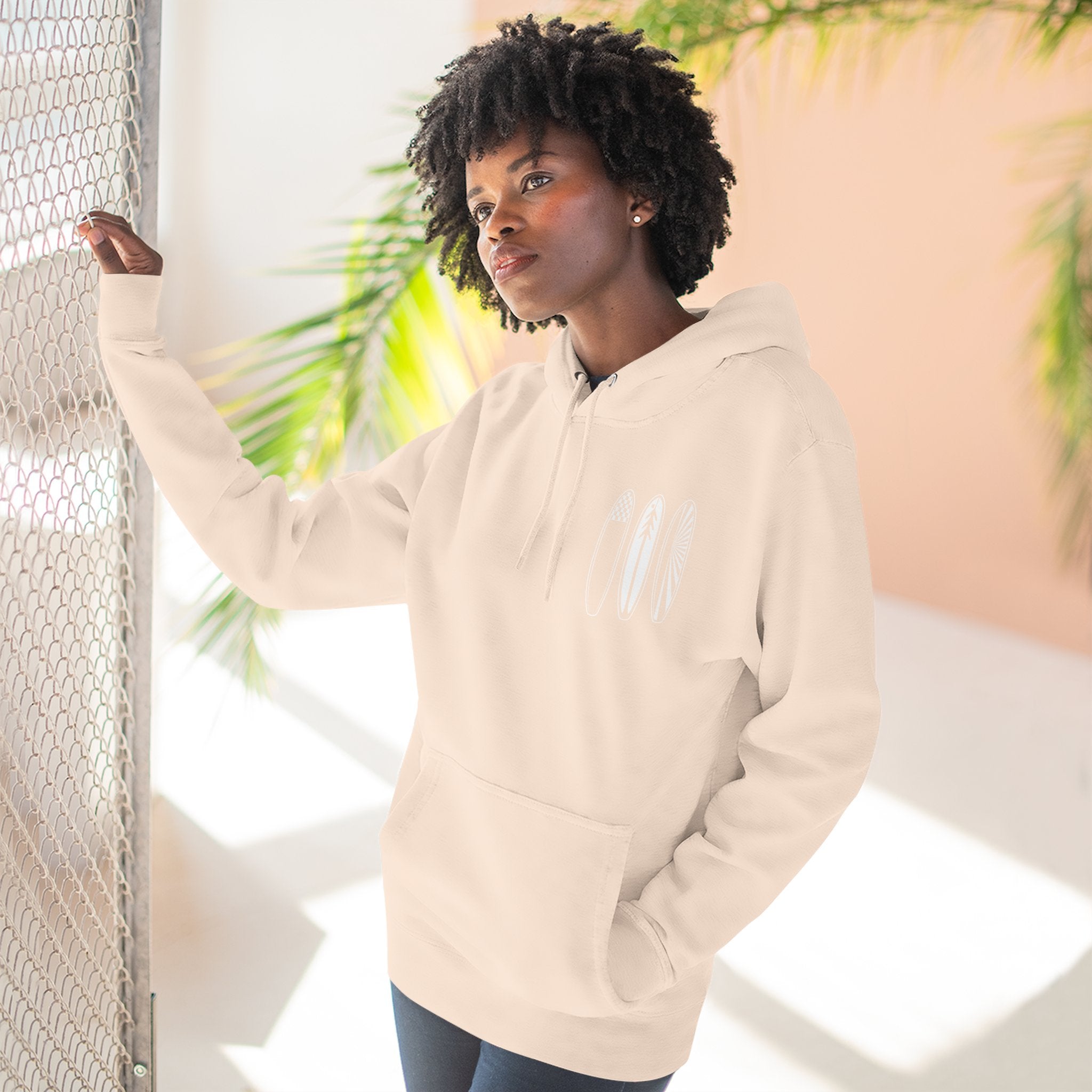 Ventana Three Board - Unisex Pull-Over Cotton Blend Fleece Hoodie
