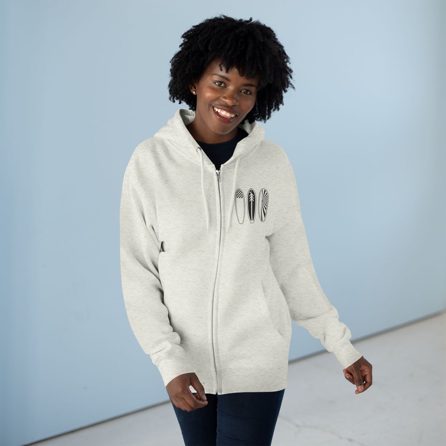 Ventana Three Board Unisex - Zip Cotton Blend Fleece Hoodie