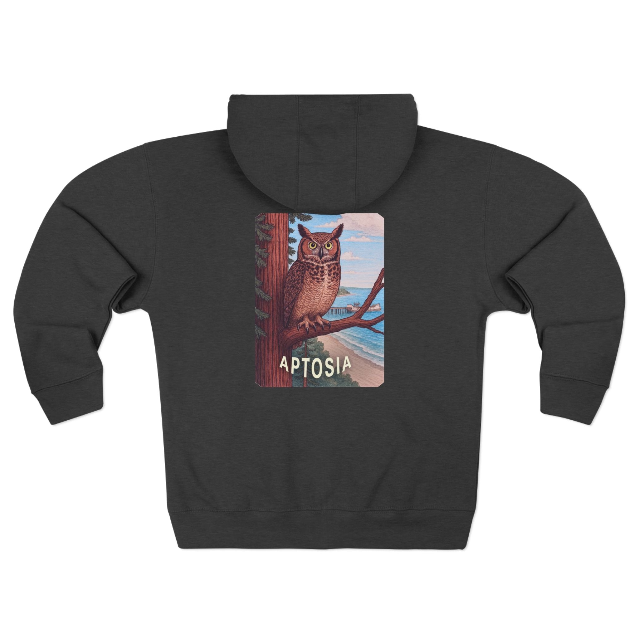 Aptos California Aptosia Owl Unisex - Zip Cotton Blend Fleece Hoodie