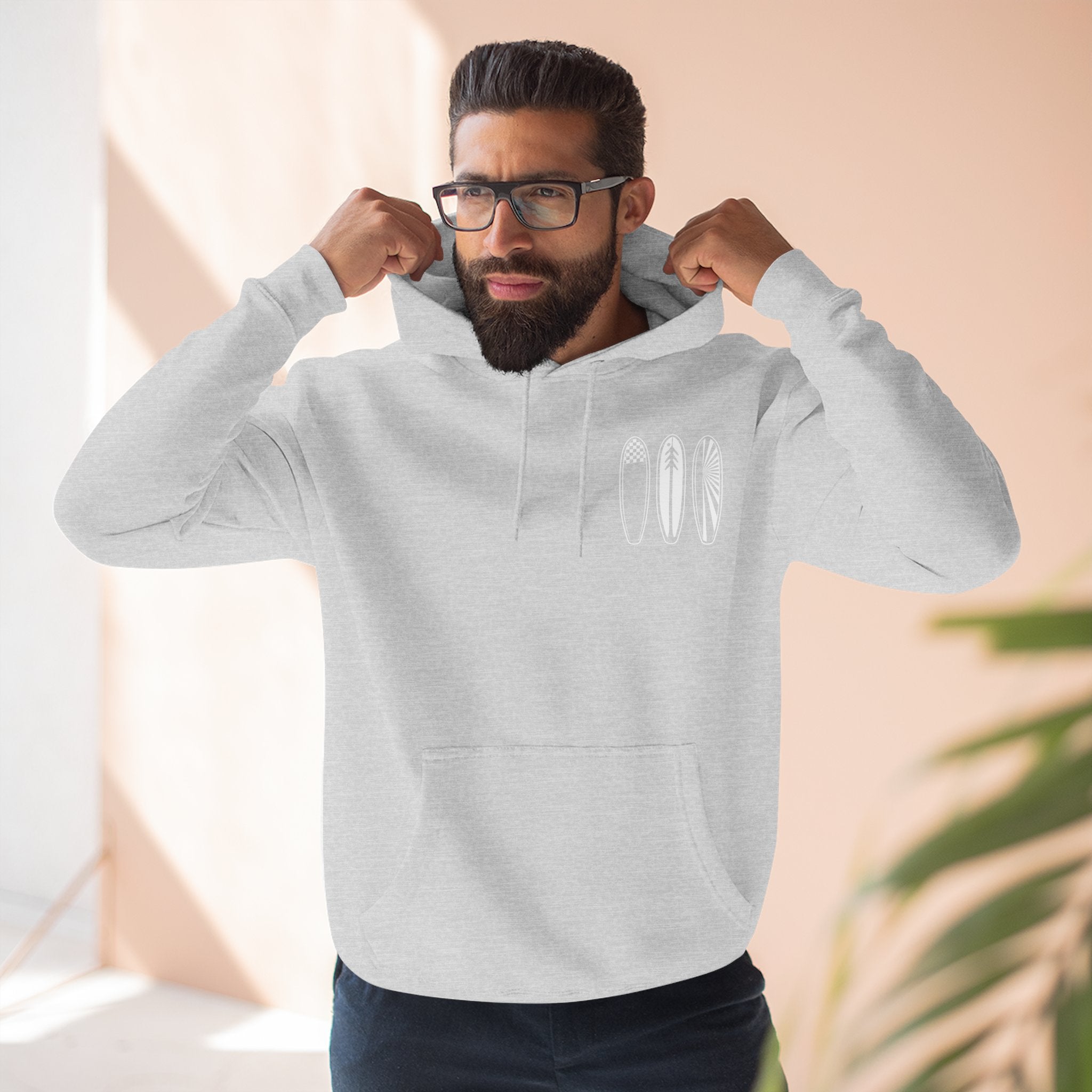 Ventana Three Board - Unisex Pull-Over Cotton Blend Fleece Hoodie