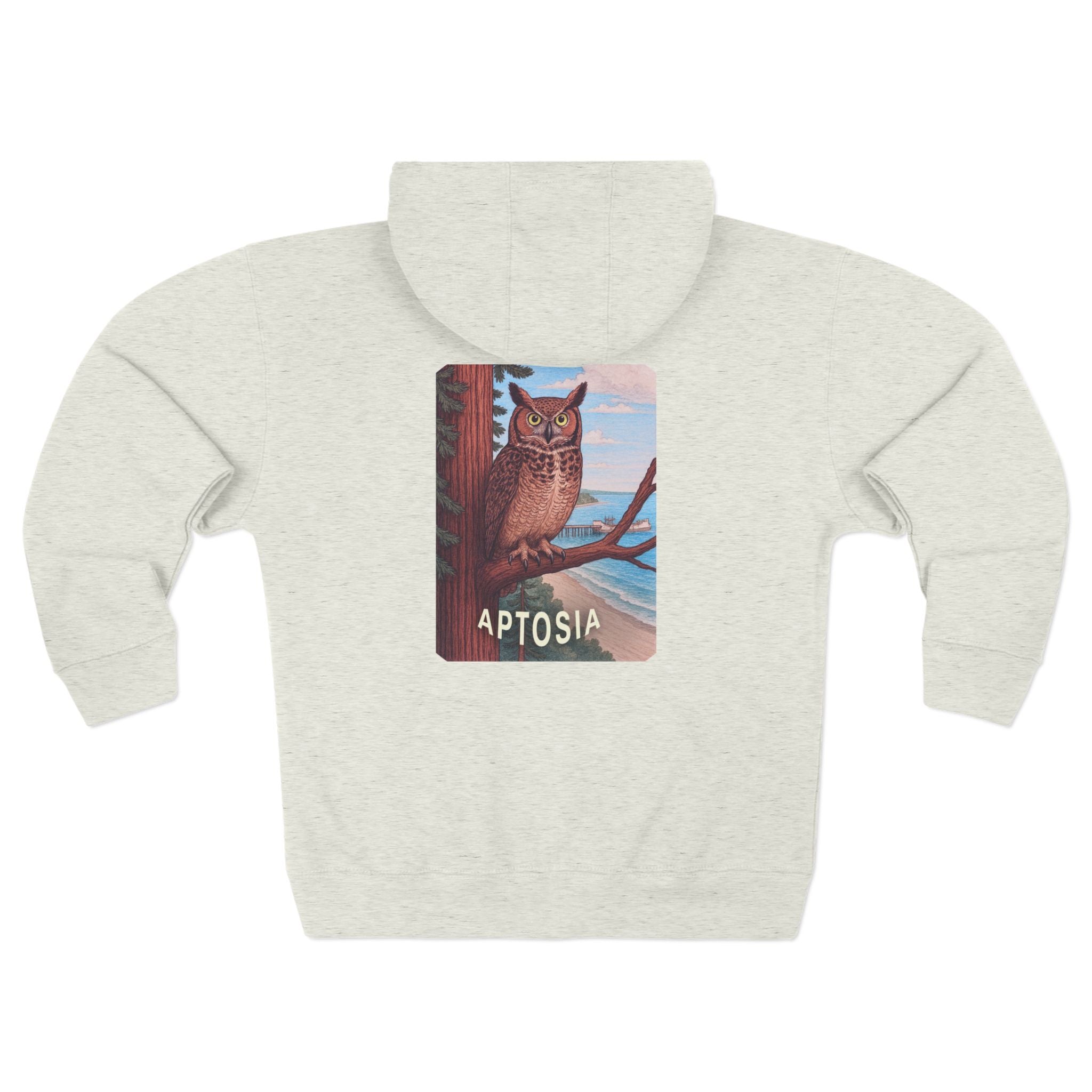 Aptos California Aptosia Owl Unisex - Zip Cotton Blend Fleece Hoodie