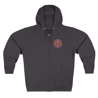 Ventana Psychedelic Treefish Logo Unisex - Zip Cotton Blend Fleece Hoodie