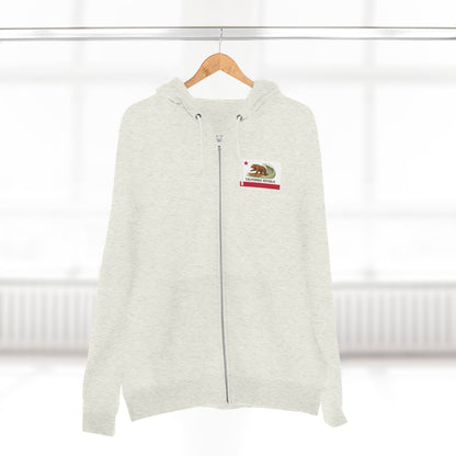 California Surfing Bear Flag Unisex - Zip Cotton Blend Fleece Hoodie
