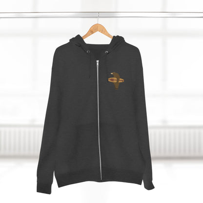 Surfing Grizzly Bear by Fabian Lavater Unisex - Zip Cotton Blend Fleece Hoodie