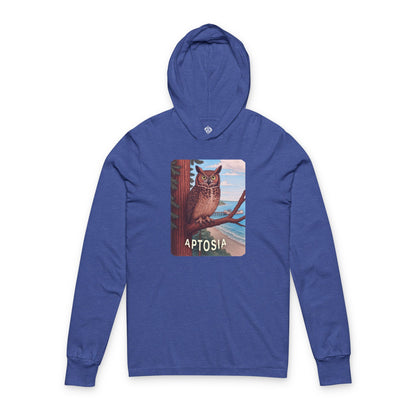 Aptos California Aptosia Owl Unisex - Cotton Long Sleeve Hooded T-Shirt