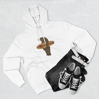Surfing Grizzly Bear by Fabian Lavater Unisex - Pull-Over Cotton Blend Fleece Hoodie