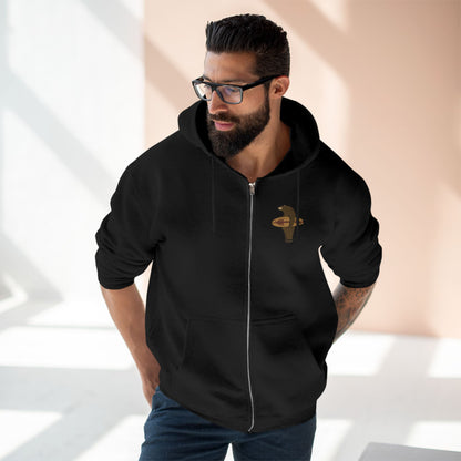 Surfing Grizzly Bear by Fabian Lavater Unisex - Zip Cotton Blend Fleece Hoodie