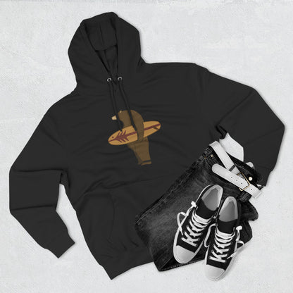 Surfing Grizzly Bear by Fabian Lavater Unisex - Pull-Over Cotton Blend Fleece Hoodie