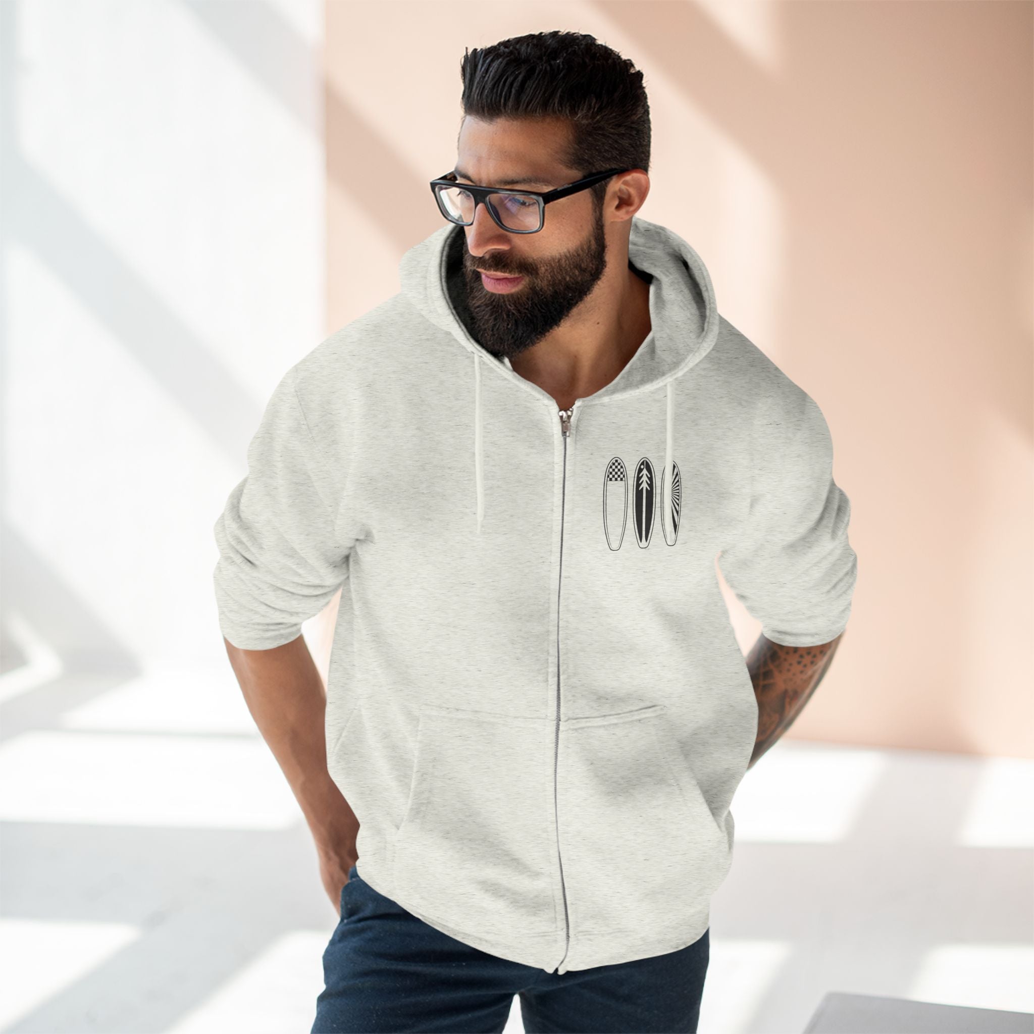 Ventana Three Board Unisex - Zip Cotton Blend Fleece Hoodie