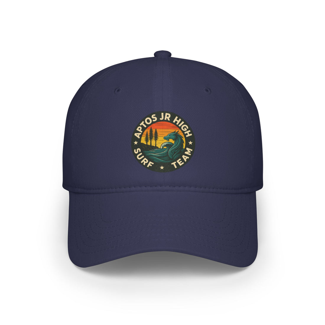 Navy blue cap with a logo on a white background