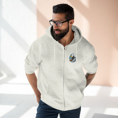 Surf with Otter 841 by Thiago Bianchini Unisex - Zip Cotton Blend Fleece Hoodie