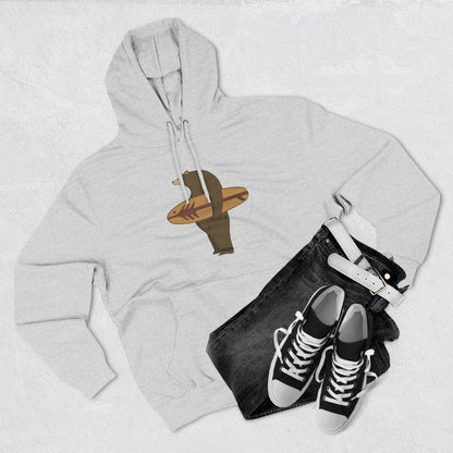 Surfing Grizzly Bear by Fabian Lavater Unisex - Pull-Over Cotton Blend Fleece Hoodie