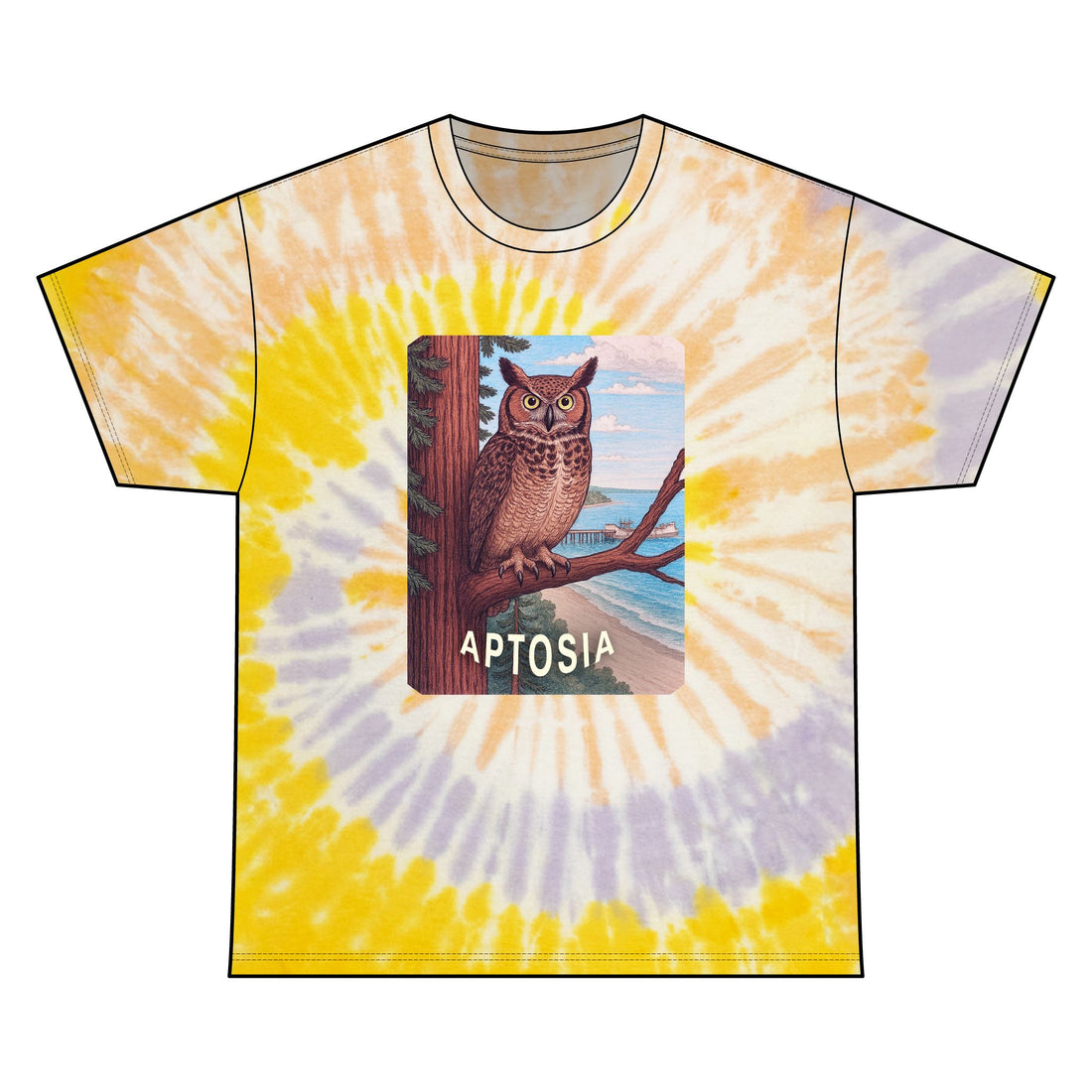 Aptos California Aptosia Owl Tie Dye Unisex - 100% Cotton T-Shirt