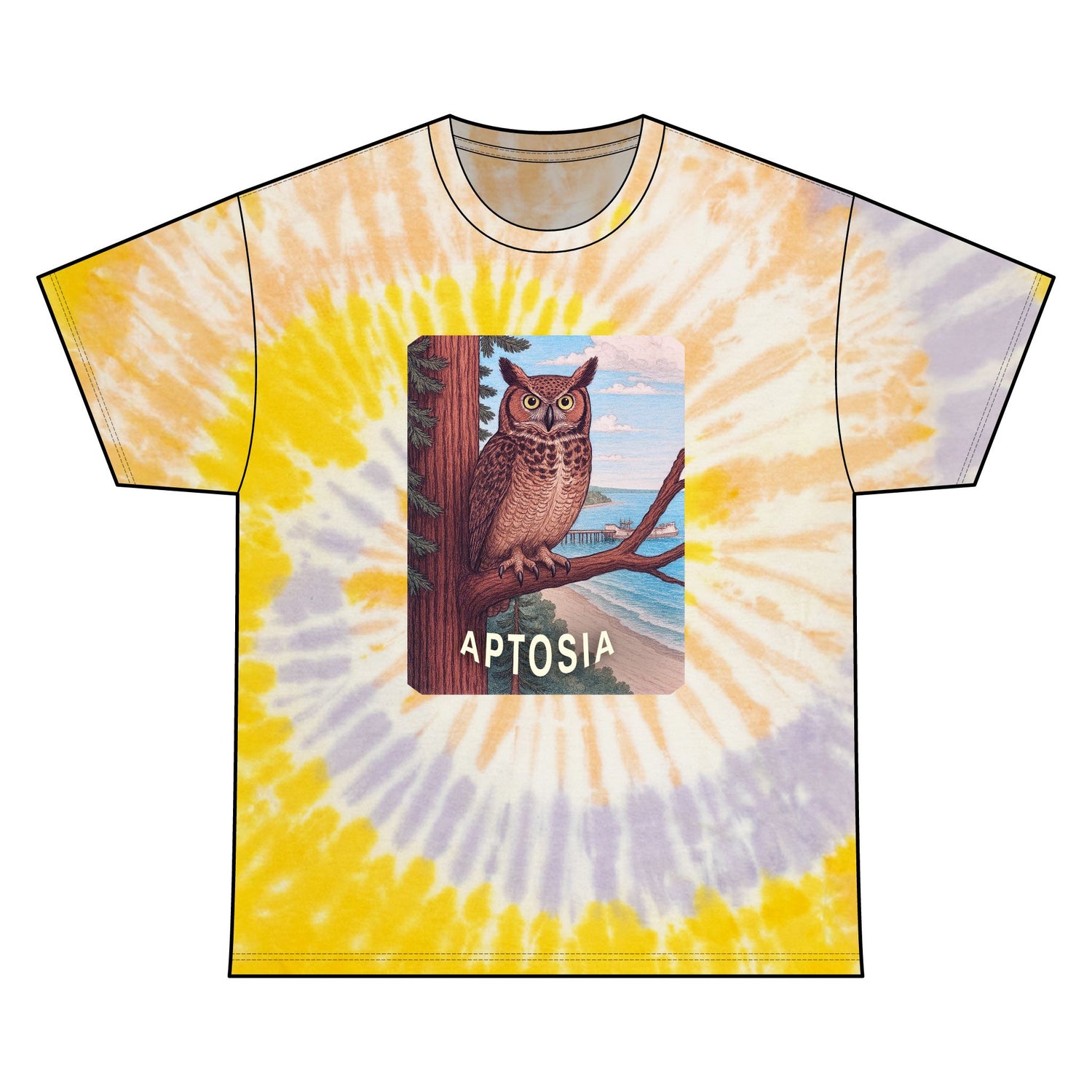 Aptos California Aptosia Owl Tie Dye Unisex - 100% Cotton T-Shirt