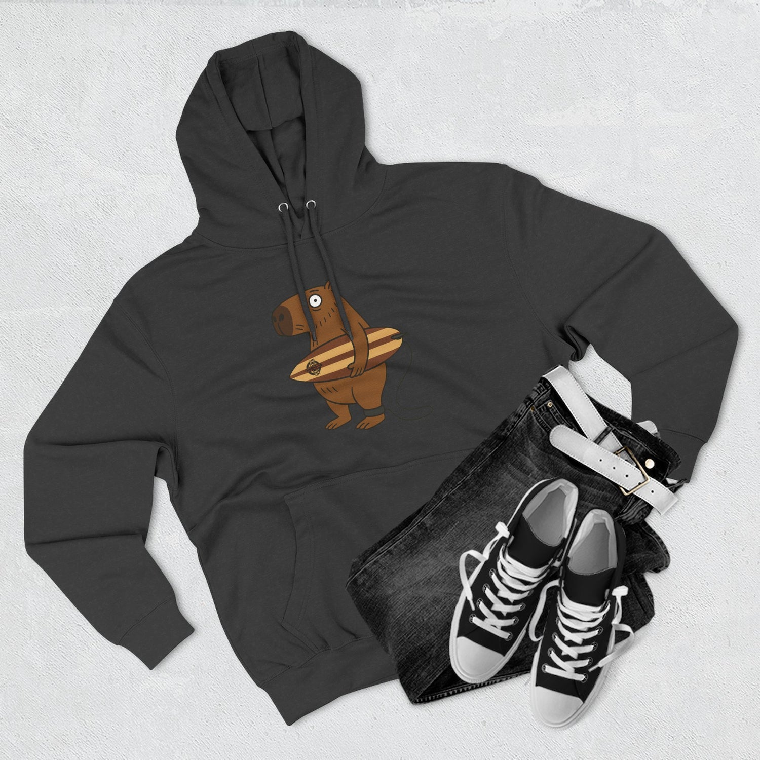 Capybara Surfer Unisex - Pull-Over Cotton Blend Fleece Hoodie