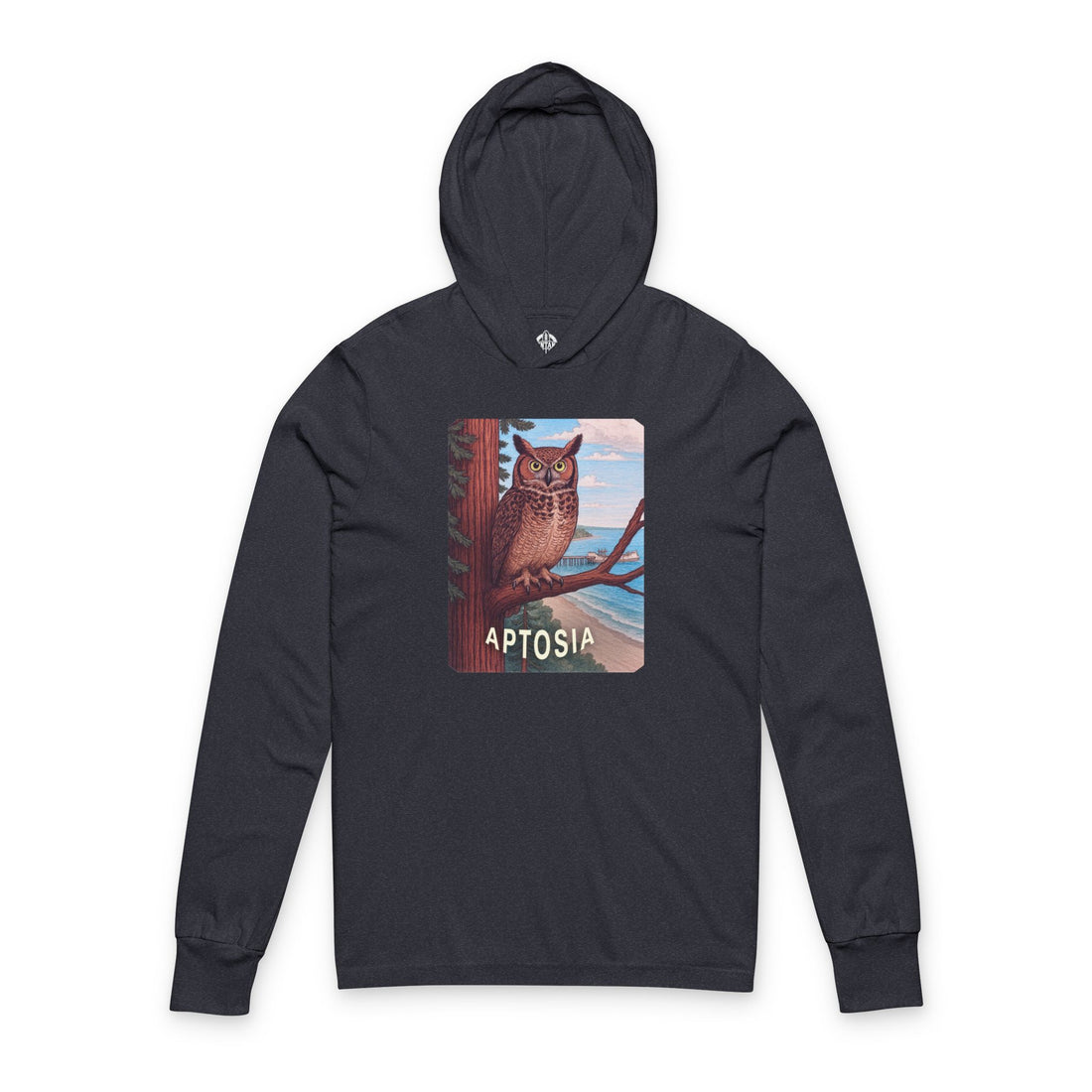 Aptos California Aptosia Owl Unisex - Cotton Long Sleeve Hooded T-Shirt