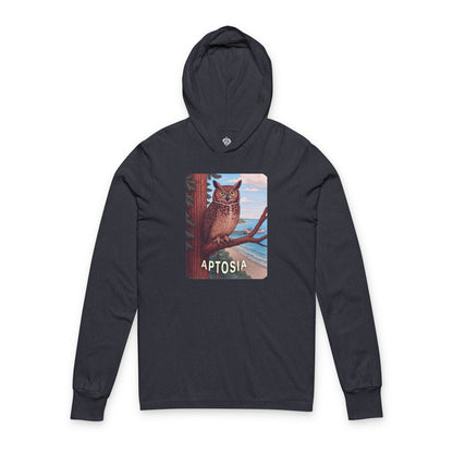 Aptos California Aptosia Owl Unisex - Cotton Long Sleeve Hooded T-Shirt