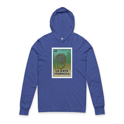 Stingray Lotería Unisex - Cotton Hooded Long Sleeve Hooded T-Shirt (La Raya Venenosa)