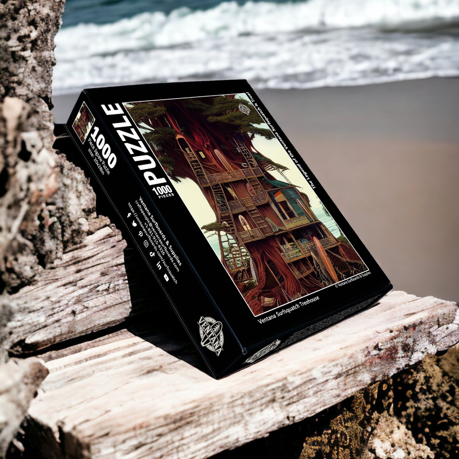 Ventana Surfsquatch Treehouse 1000 Piece Puzzle Ventana Surfboards Ventana Surfsquatch Treehouse 1000 Piece Puzzle Ventana Surfboards
