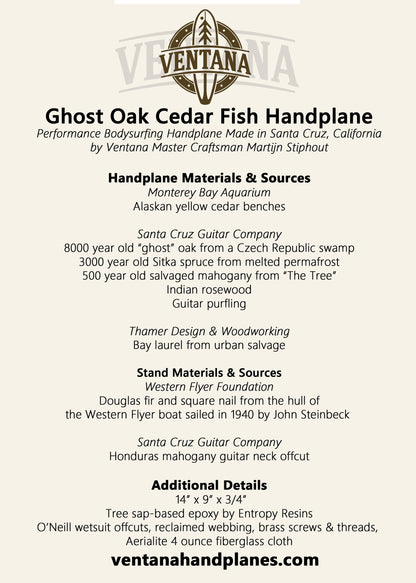 Handplane - Ghost Oak Cedar Fish Handplane