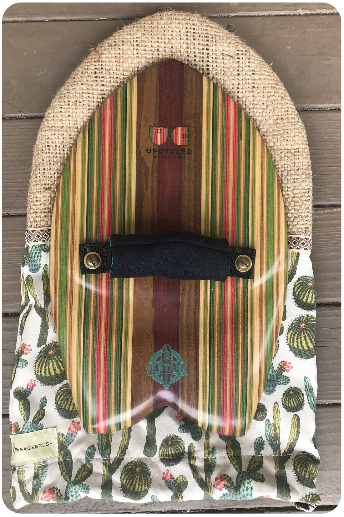 Upcycled Skate Art Striped Handplane