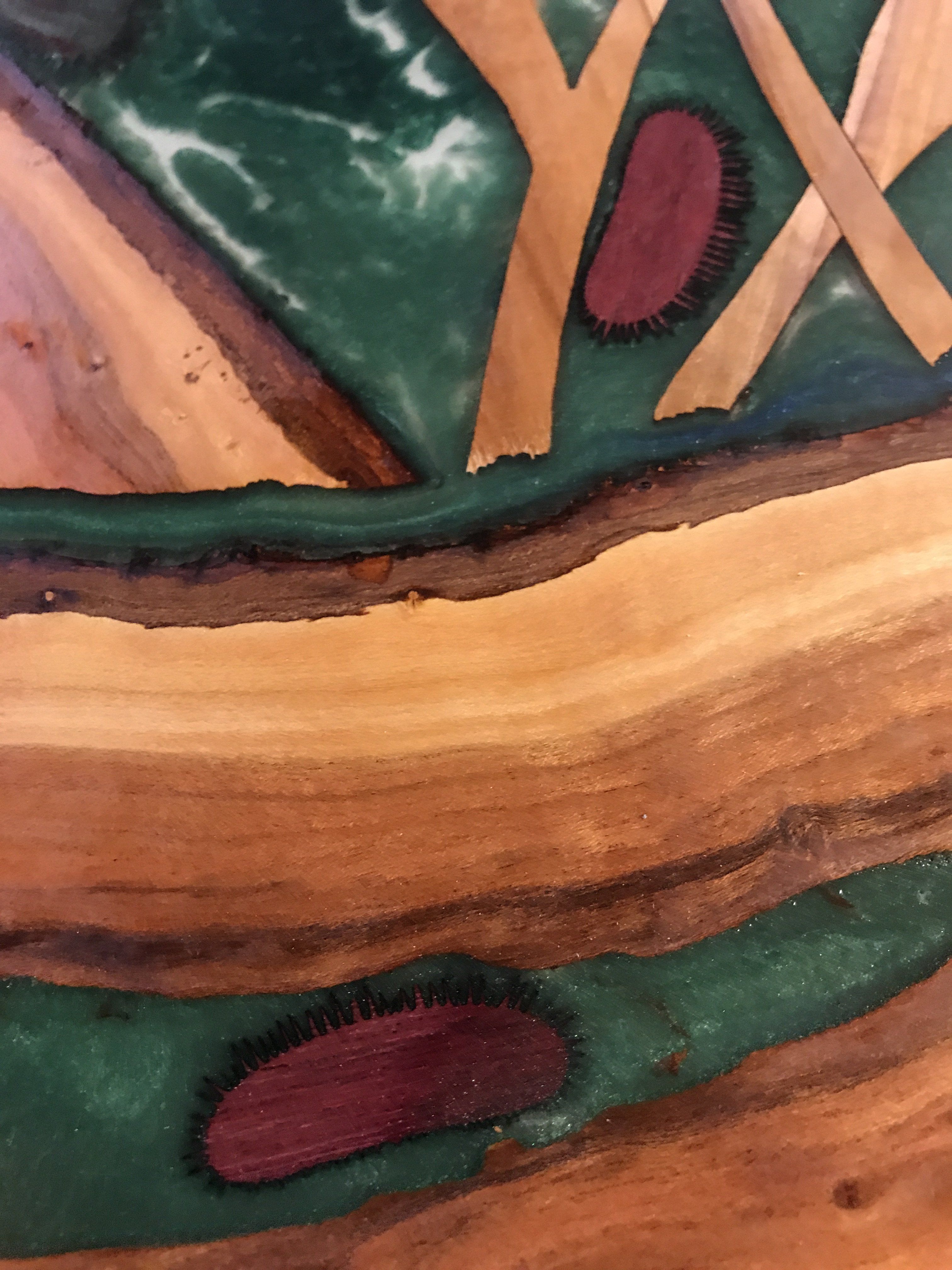 Wooden Surfboard - Resin Art - Kelp Forest 6&